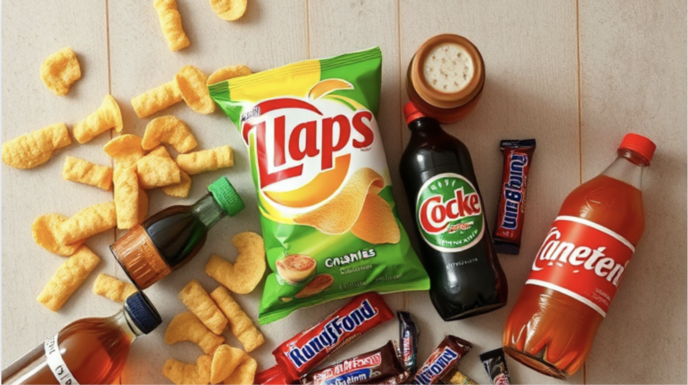 A spread of snacks and drinks available at NextStop